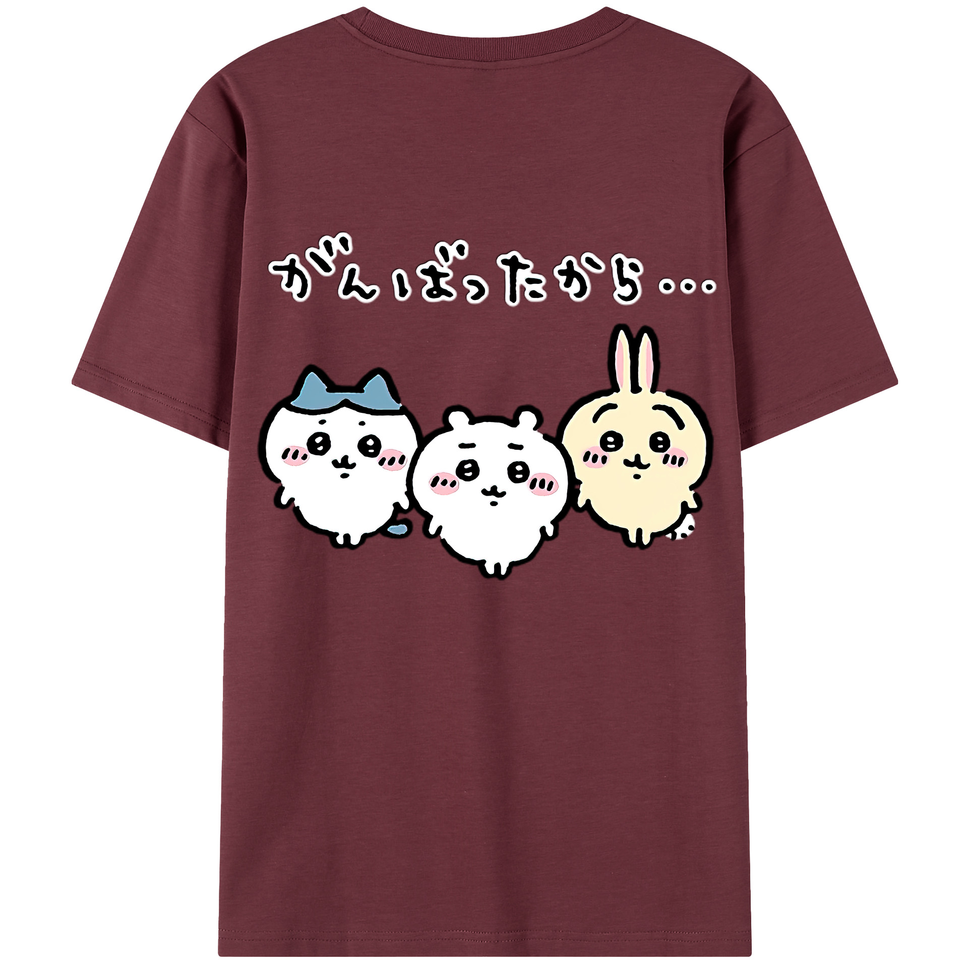 （画像用） ちいかわ ハチワレ Chii-kawa hachiware 綿100％半袖Tシャツ（背面プリント）